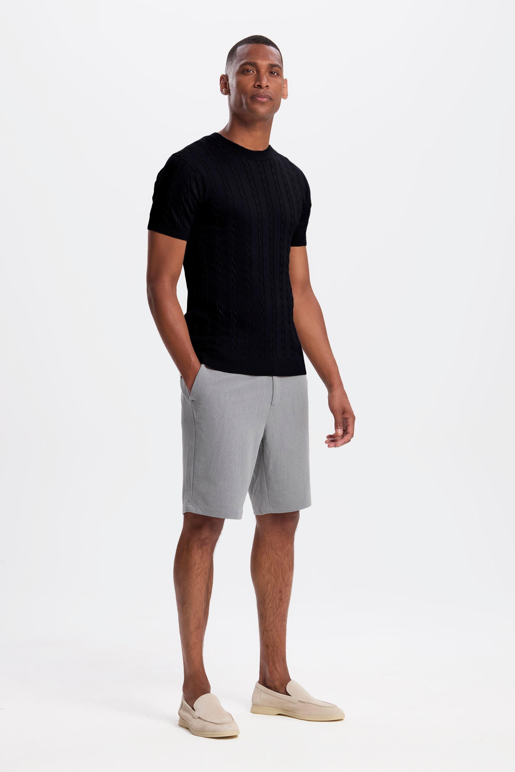 THE CABLE SHORT SLEEVE T-SHIRT - PURECLO