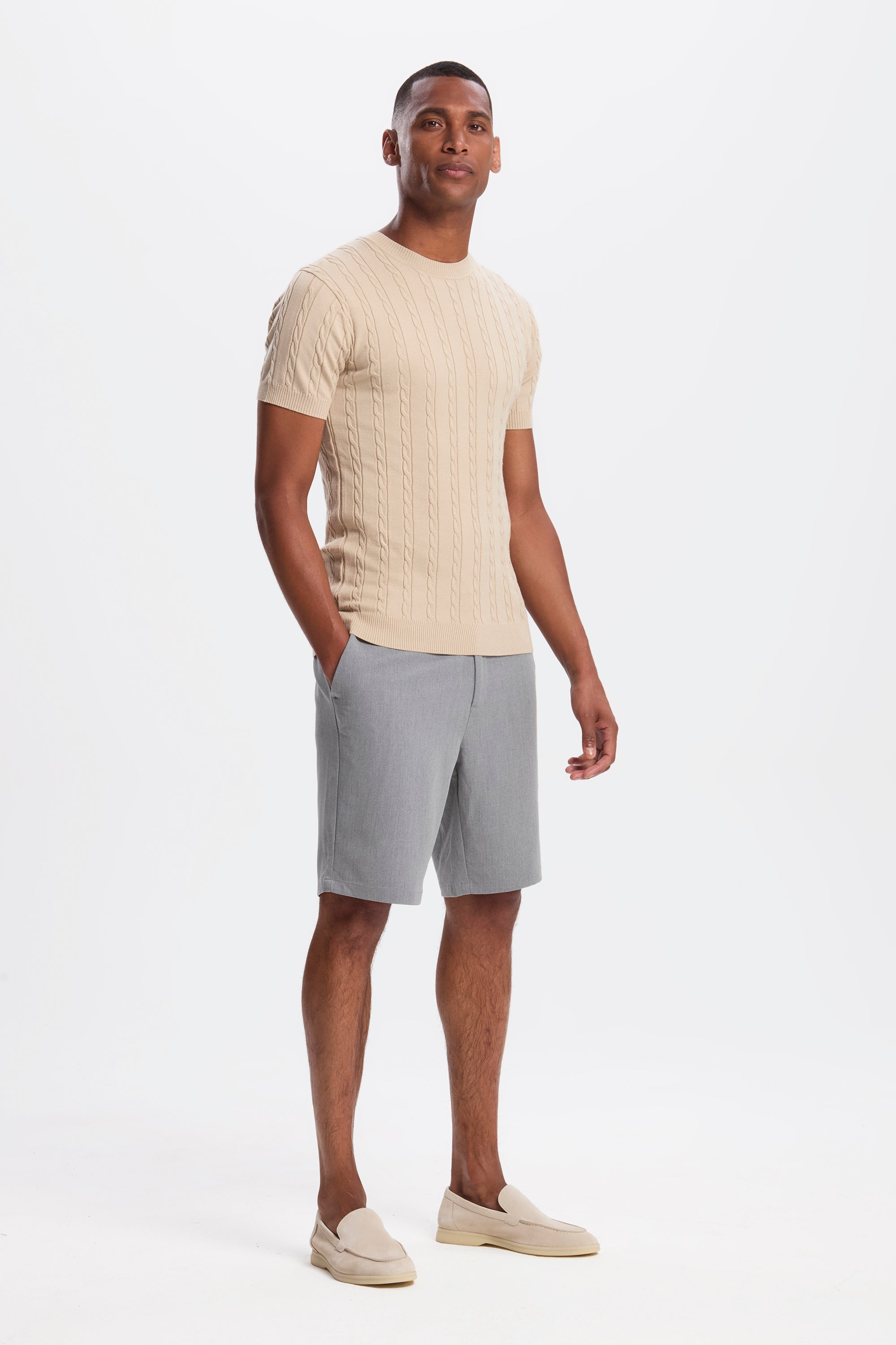 THE CABLE SHORT SLEEVE T-SHIRT - PURECLO