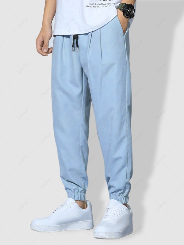 Drawstring Pocket Jogger Pants BLUE HOSTA - PURECLO