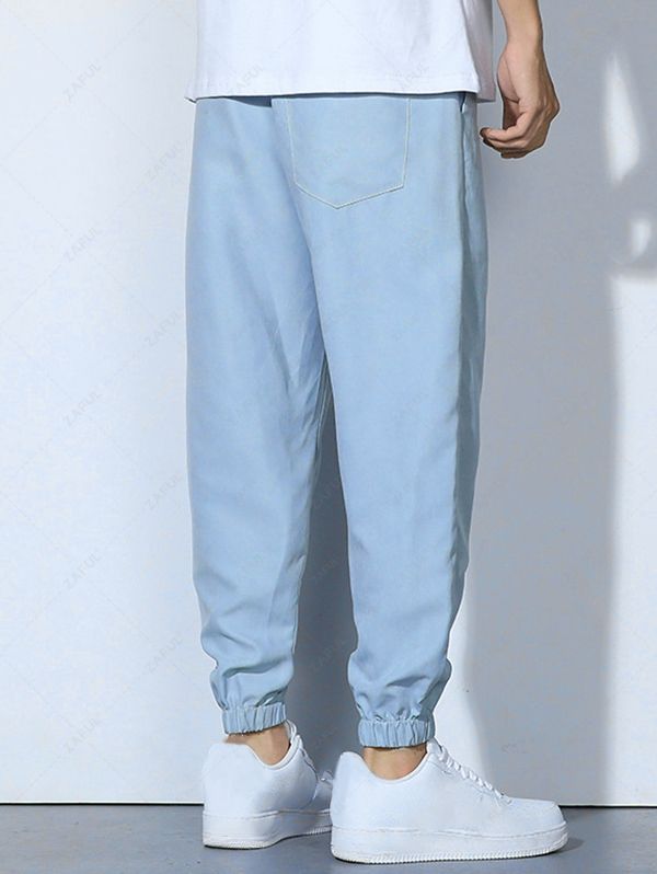 Drawstring Pocket Jogger Pants BLUE HOSTA - PURECLO