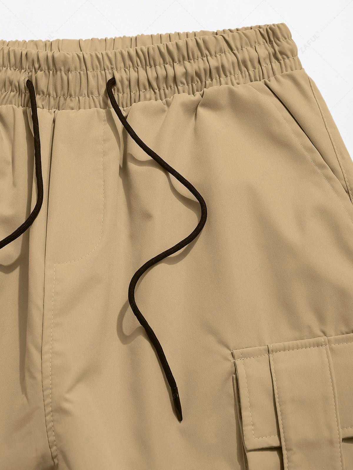 Multi Flap Pockets Drawstring Cargo Jogger Techwear Pants COFFEE KHAKI - PURECLO