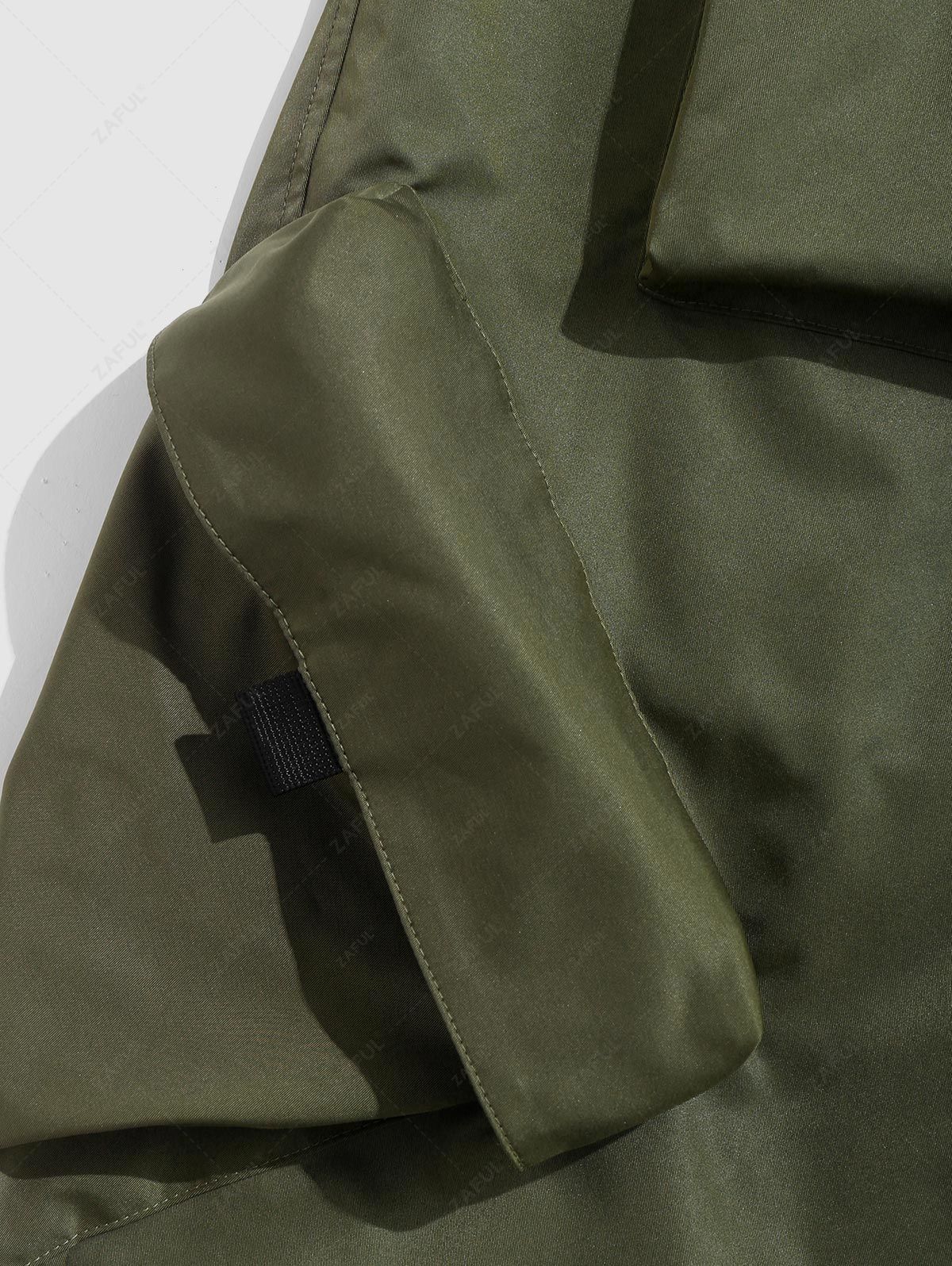 ZAFUL Techwear Buckle Belt Solid Color Windbreaker Cargo Parachute Pants GREEN - PURECLO