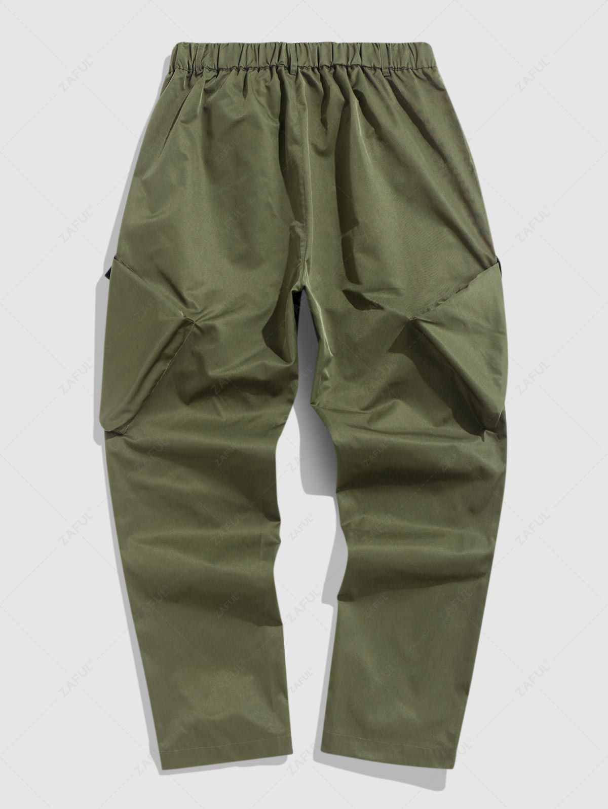 ZAFUL Techwear Buckle Belt Solid Color Windbreaker Cargo Parachute Pants GREEN - PURECLO