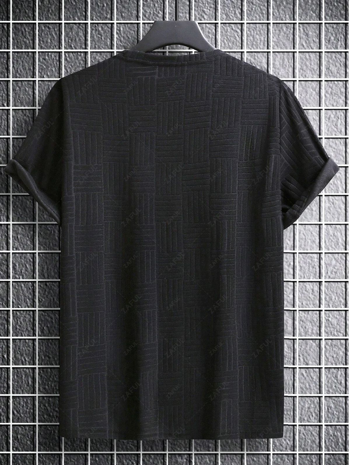 Jacquard Terry Cloth Textured Short Sleeves T Shirt With Shorts Two Piece Set BLACK LIGHT BLUE LIGHT COFFEE WHITE - PURECLO