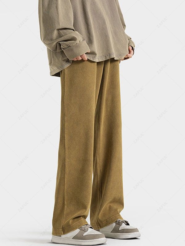 Solid Color Drawstring Basic Casual Pants COFFEE BLACK - PURECLO