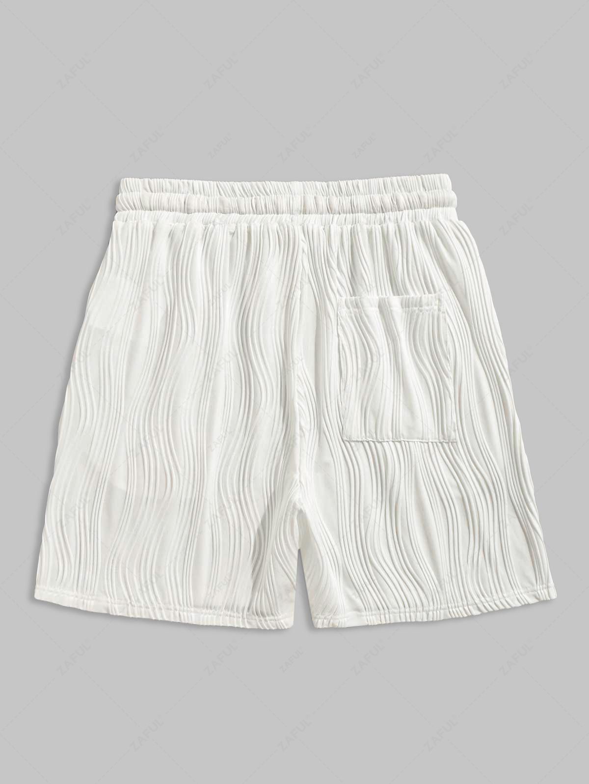 ZAFUL Textured Knitted Sports Casual Shorts WHITE - PURECLO