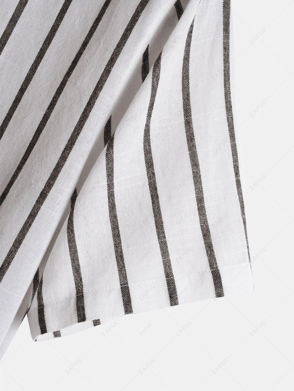 Men\'s Half Buttoned Casual Vertical Striped Office Pullover Shirt and Basic Casual Shorts Set BLUE WHITE - PURECLO