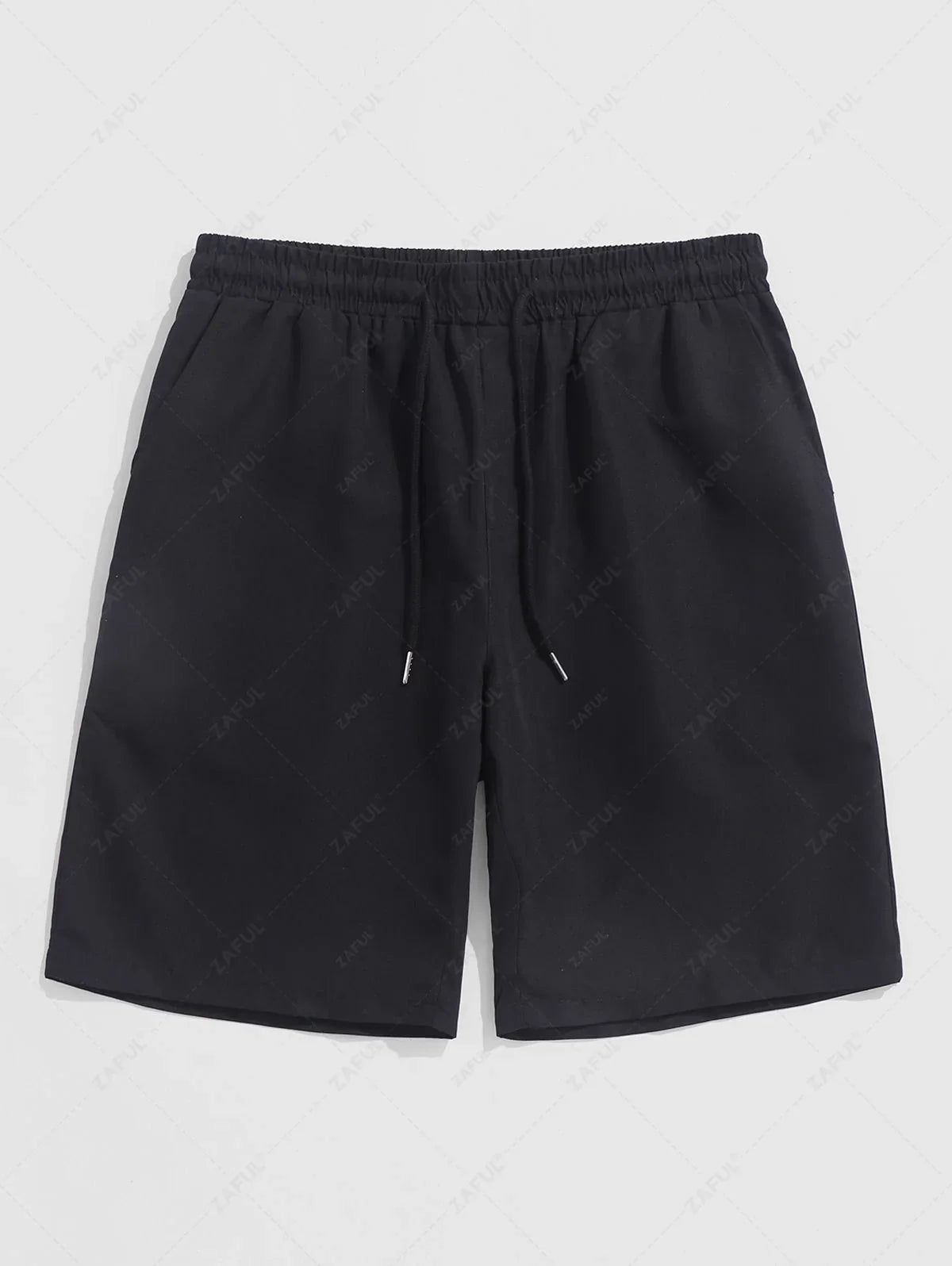 Men\'s Half Buttoned Casual Vertical Striped Office Pullover Shirt and Basic Casual Shorts Set BLUE WHITE - PURECLO