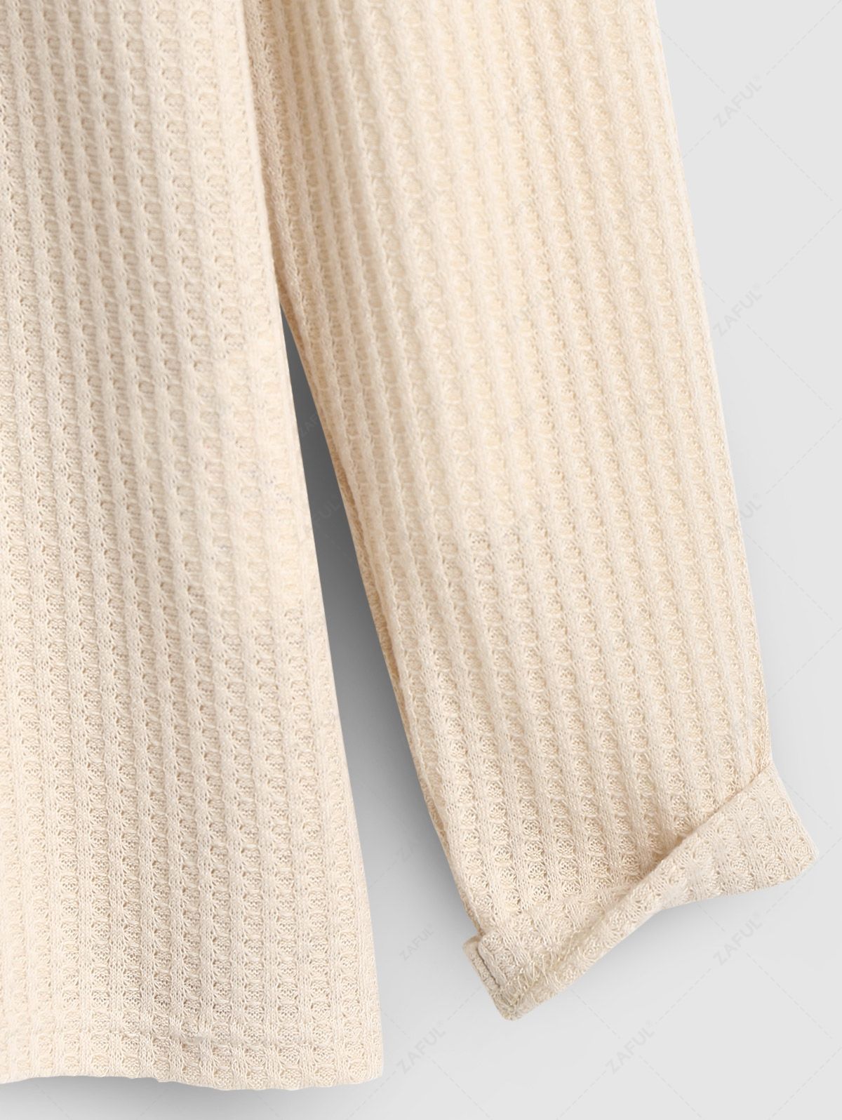 ZAFUL Men\'s Daily Casual Button Placket Solid Color Round Neck Knitted Long Sleeve Henley T Shirt LIGHT COFFEE - PURECLO