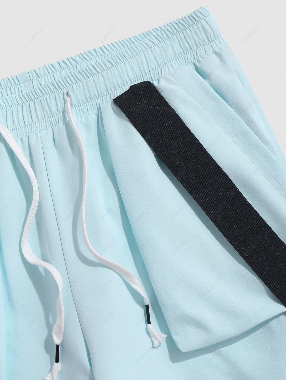 Strap Design Beam Feet Cargo Pants DEEP SKY BLUE COFFEE BLACK - PURECLO