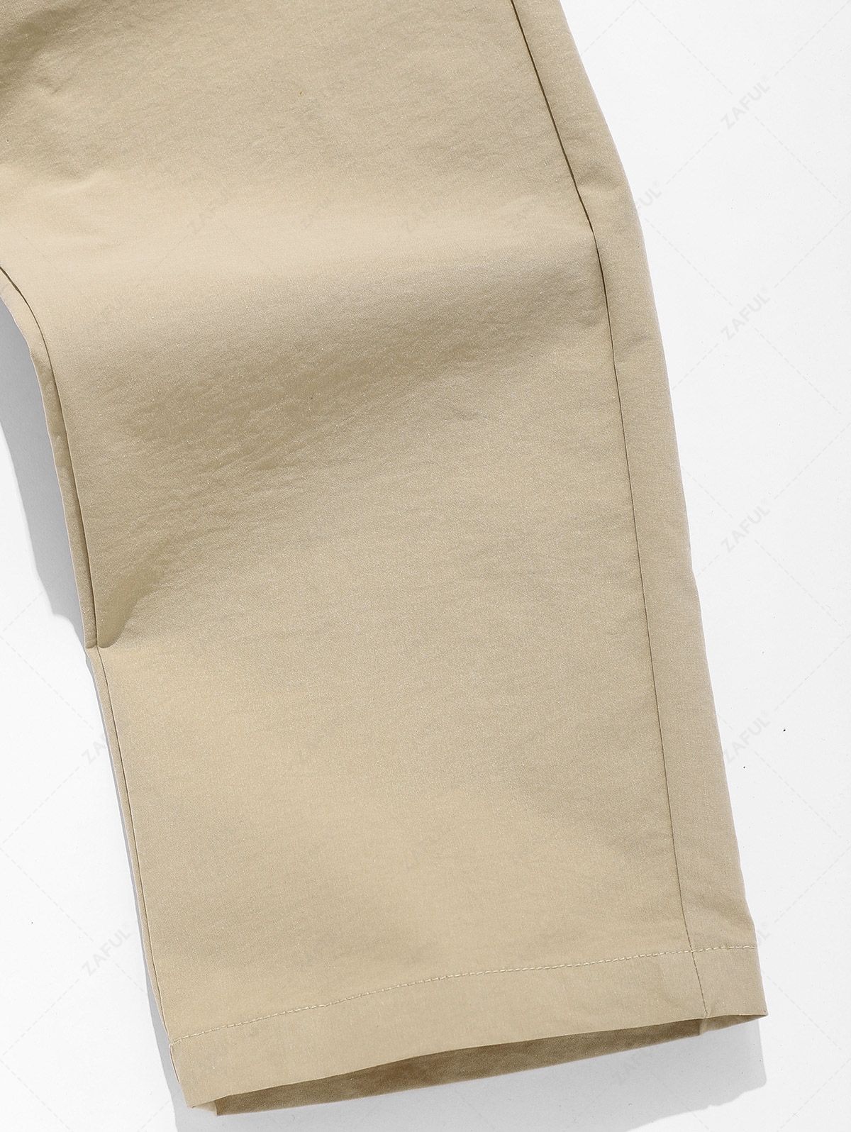 ZAFUL Men\'s Side Zip and Large Pockets Design Solid Color Straight Leg Drawstring Cargo Pants COFFEE - PURECLO