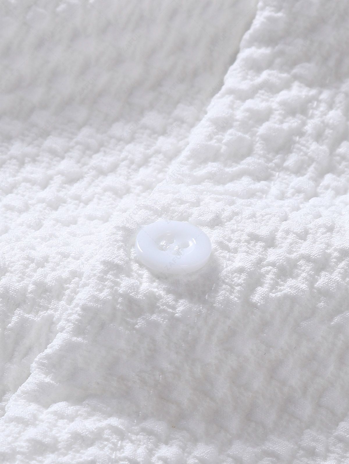 Men\'s Matching Two Piece Co Ord Solid Color Textured Button Up Short Sleeves Shirt and Drawstring Casual Shorts Set LIGHT BLUE WHITE - PURECLO