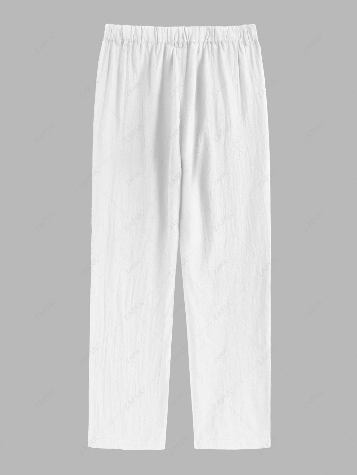 Men\'s Solid Color Cotton and Linen Straight Leg Pants BLACK WHITE CADETBLUE - PURECLO