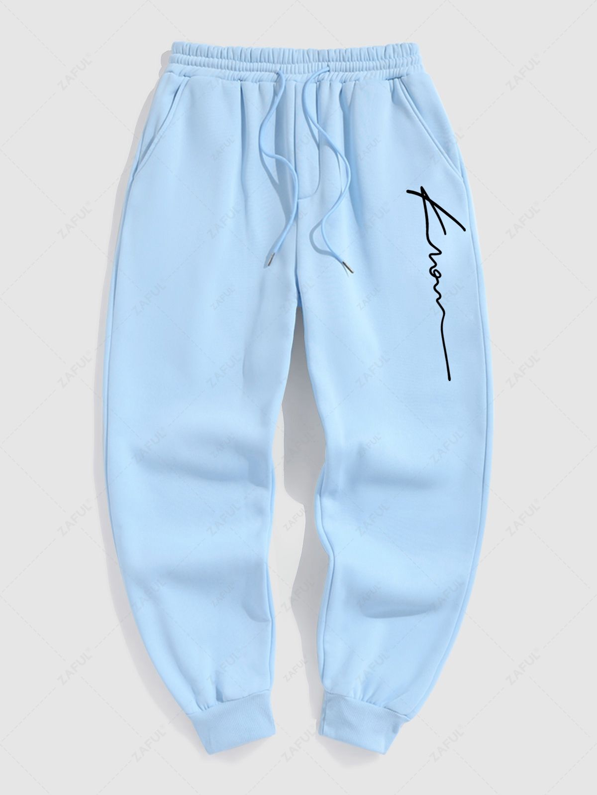 Men\'s Minimalist Style Letter Pattern Fuzzy Fleece-lined Kangaroo Pocket Design Pullover Hoodie And Drawstring Jogger Sweatpants Set LIGHT BLUE BLACK LIGHT COFFEE GRAY DEEP GREEN WHITE RED - PURECLO