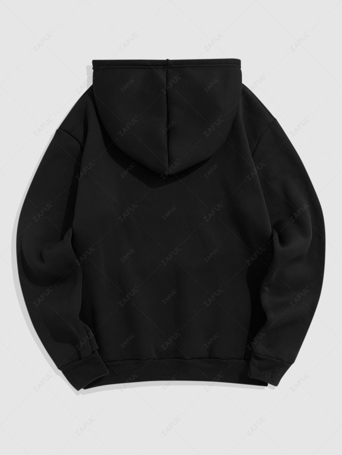 Men\'s MILANO ITALIA Flag Graphic Printed Fuzzy Fleece-lined Kangaroo Pocket Design Pullover Hoodie BLACK - PURECLO