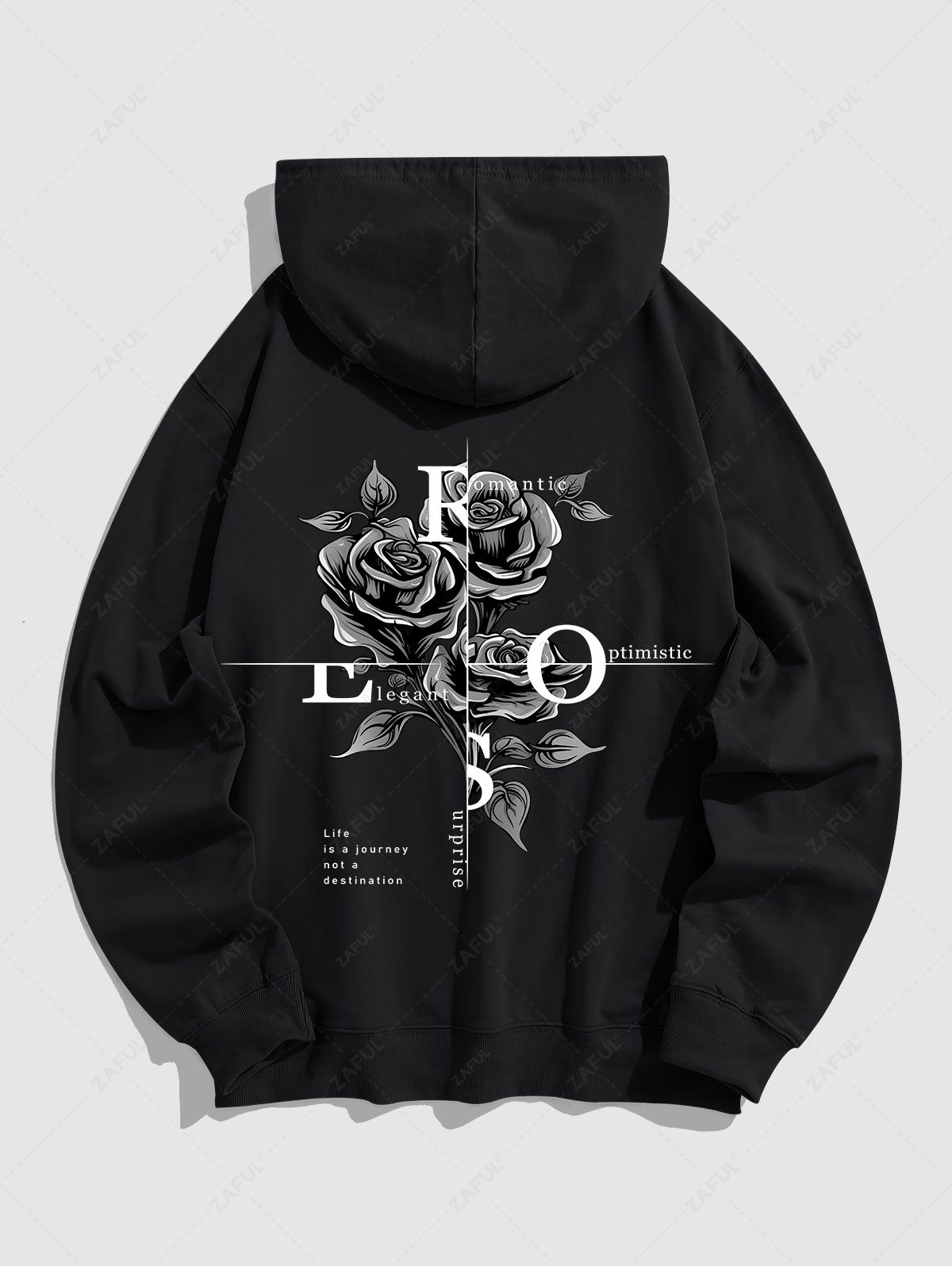 Men\'s Floral Rose Letter Graphic Printed Kangaroo Pocket Pullover Hoodie DEEP GREEN DEEP COFFEE LIGHT COFFEE BLACK - PURECLO