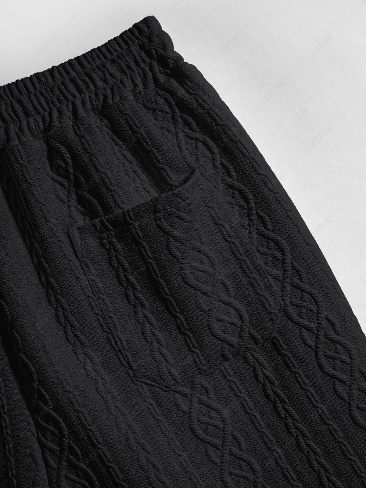 Men\'s Solid Color Cable Knit Jacquard Textured Button Up Short Sleeves Shirt And Drawstring Shorts Set WHITE BLACK COFFEE - PURECLO