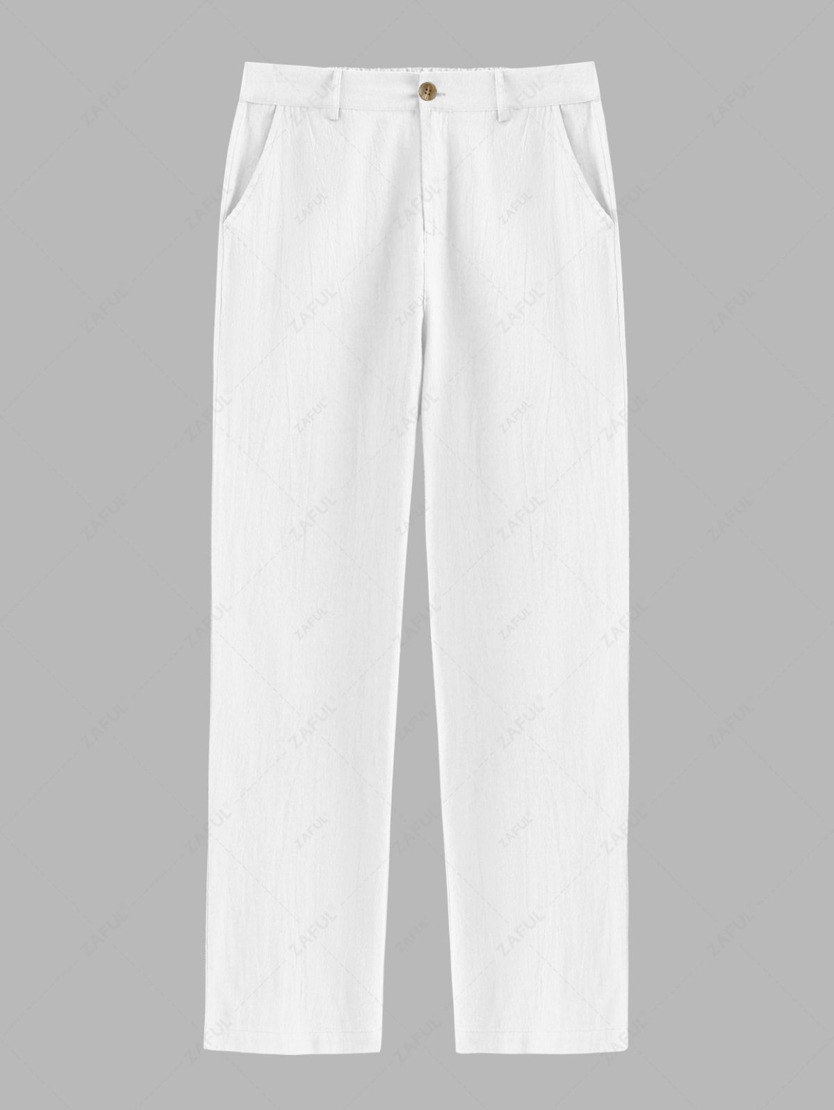 Men\'s Casual Textured Openwork Polo Collar Half Buttoned Short Sleeves Shirt And Cotton and Linen Straight Leg Pants Set LIGHT GREEN COFFEE - PURECLO