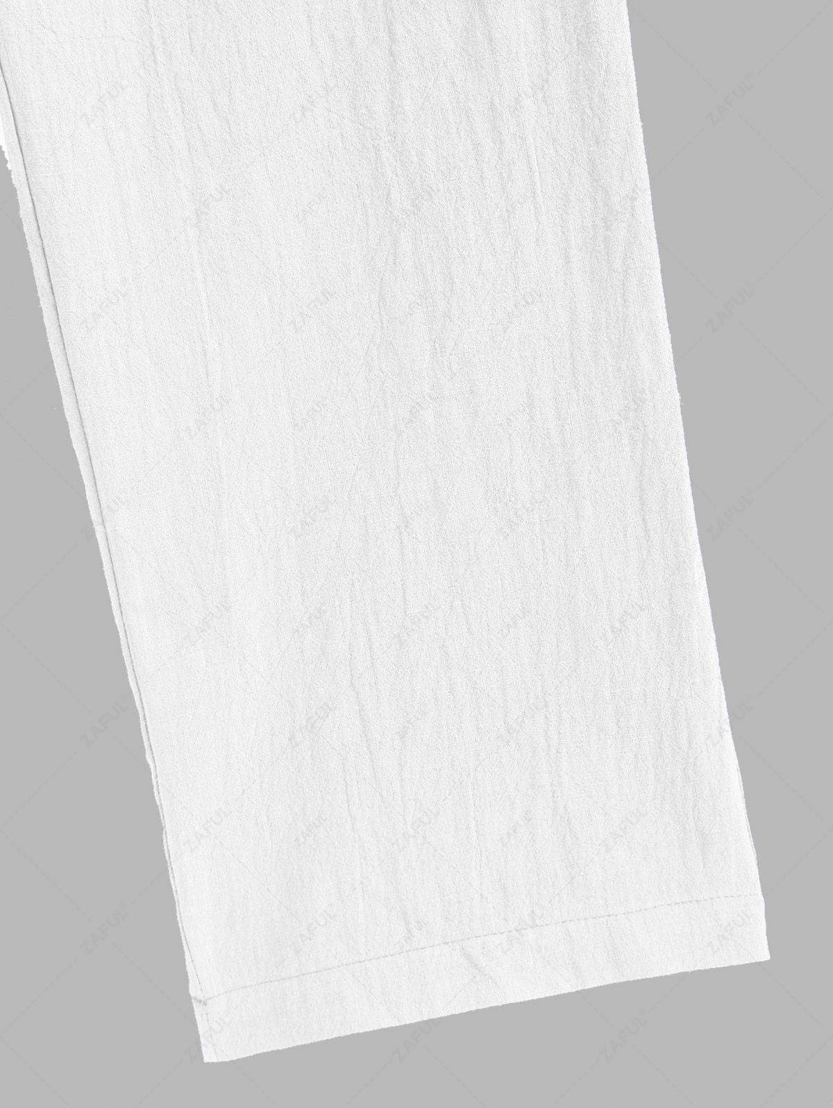 Men\'s Casual Textured Openwork Polo Collar Half Buttoned Short Sleeves Shirt And Cotton and Linen Straight Leg Pants Set LIGHT GREEN COFFEE - PURECLO