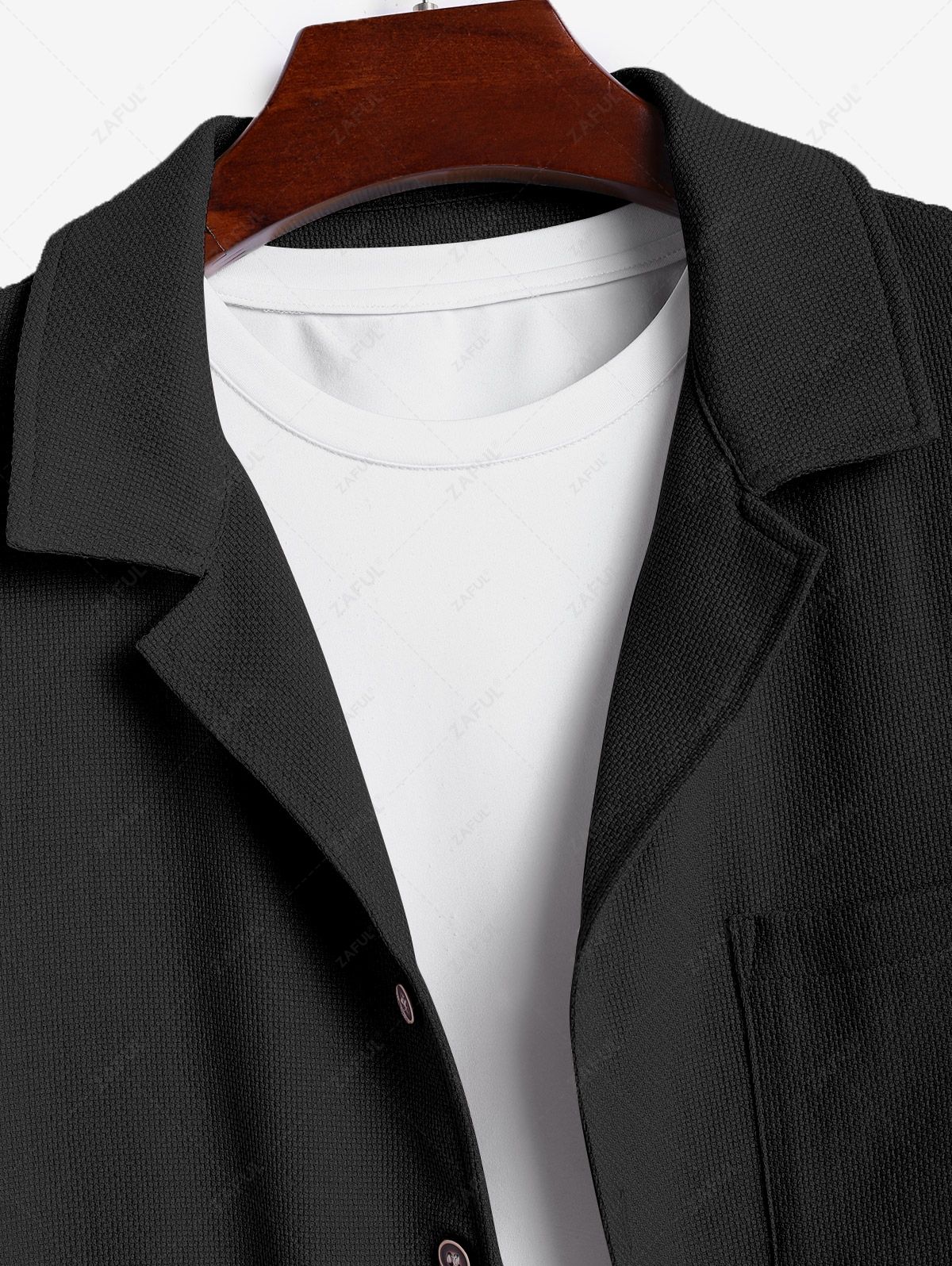 Men\'s Cotton And Linen Textured Pocket Design Camp Collar Button Up Short Sleeves Shirt And Drawstring Straight Leg Pants Set BLACK LIGHT BLUE COFFEE - PURECLO