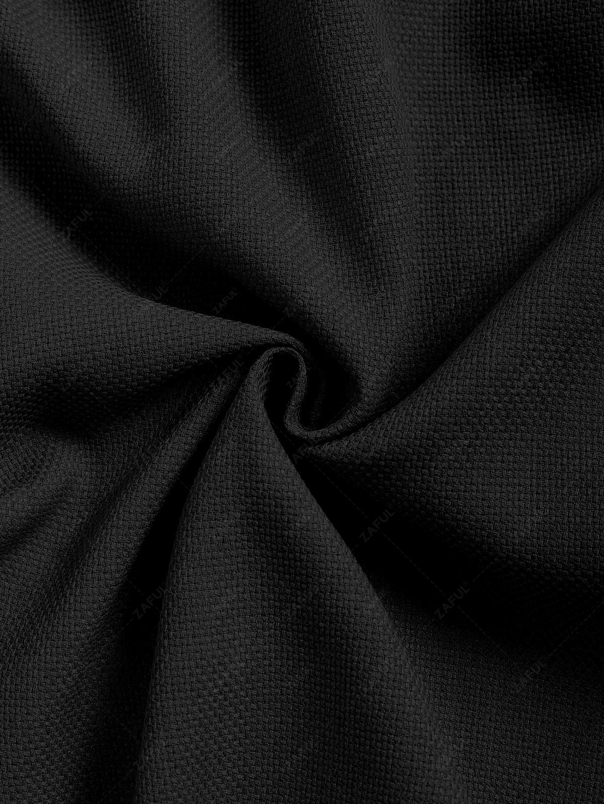 Men\'s Cotton and Linen Solid Color Drawstring Straight Leg Pants BLACK LIGHT BLUE COFFEE - PURECLO