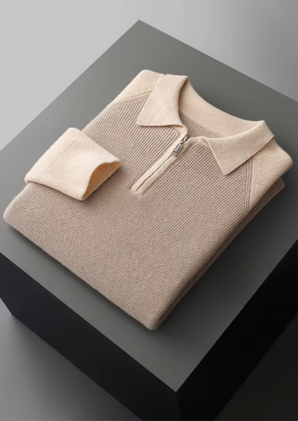 NOBA TWO TONE ZIPPER SWEATER POLO