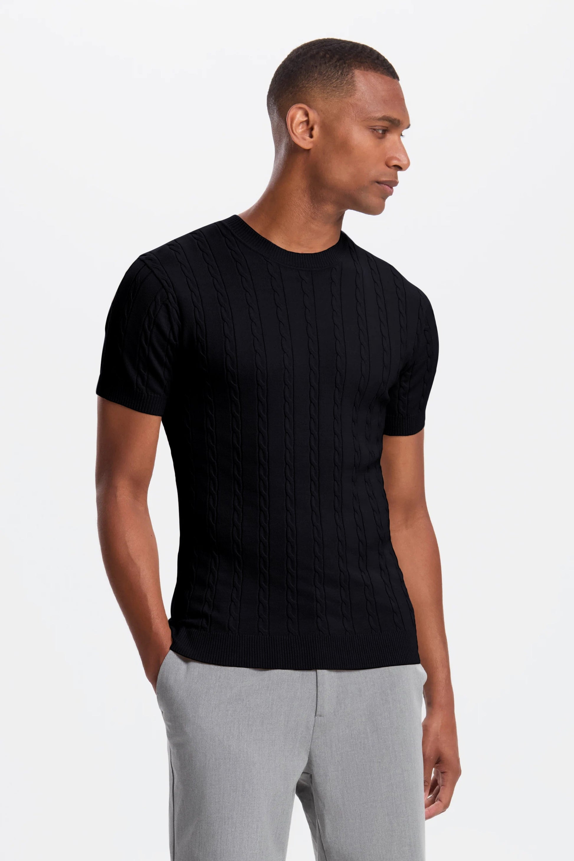 THE CABLE SHORT SLEEVE T-SHIRT - PURECLO