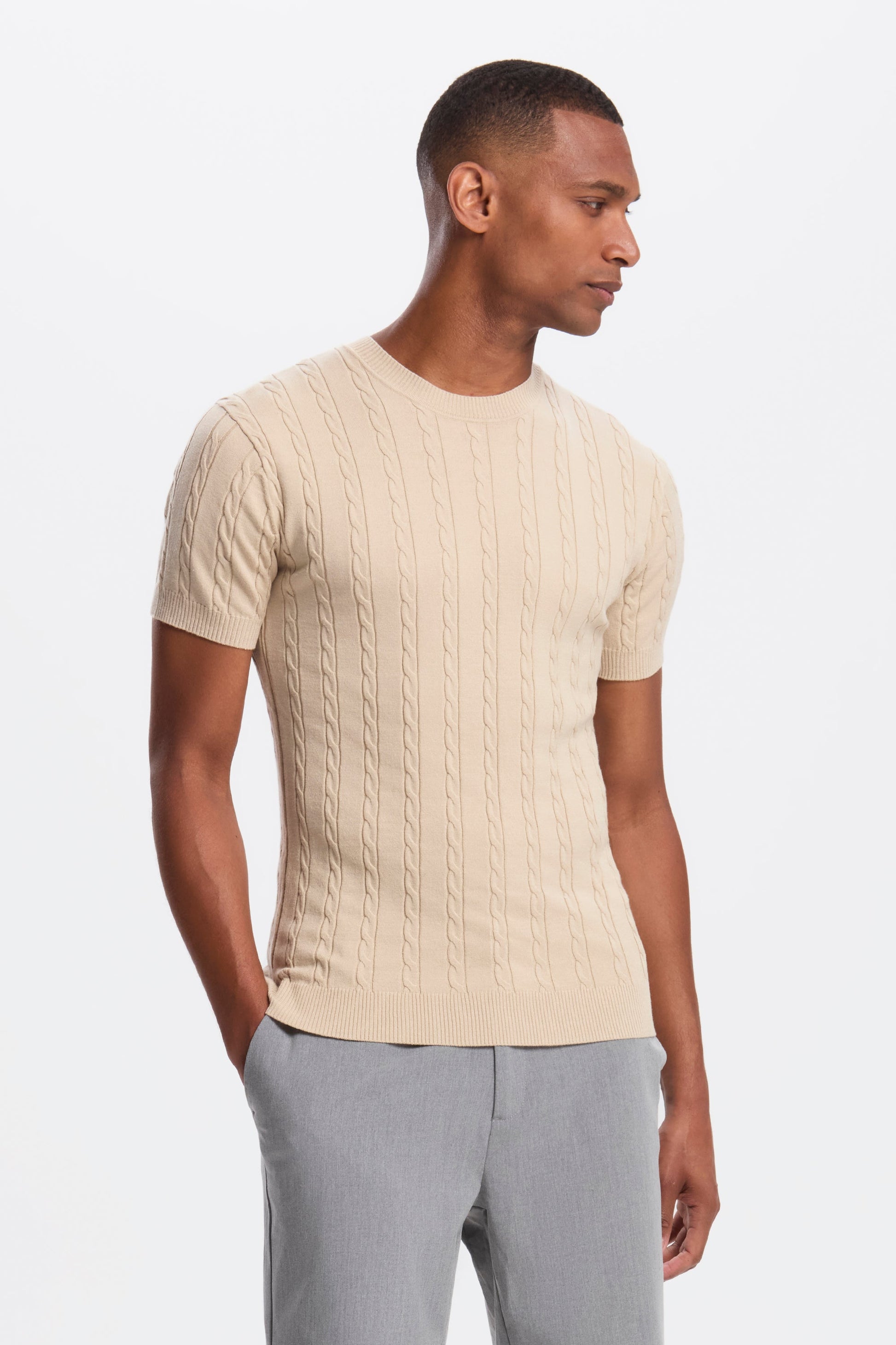 THE CABLE SHORT SLEEVE T-SHIRT - PURECLO