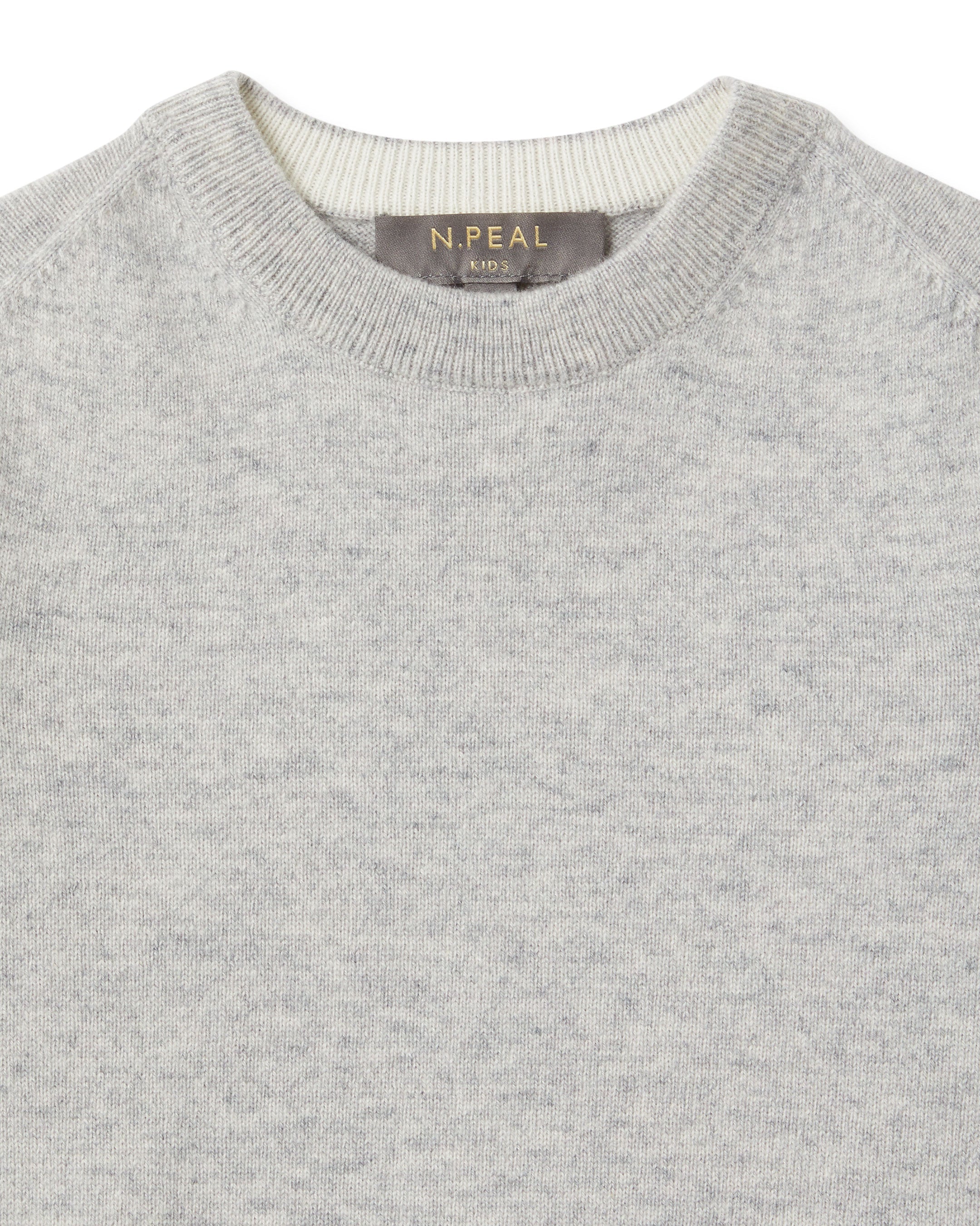 N.Peal Boys Round Neck Cashmere Jumper Fumo Grey