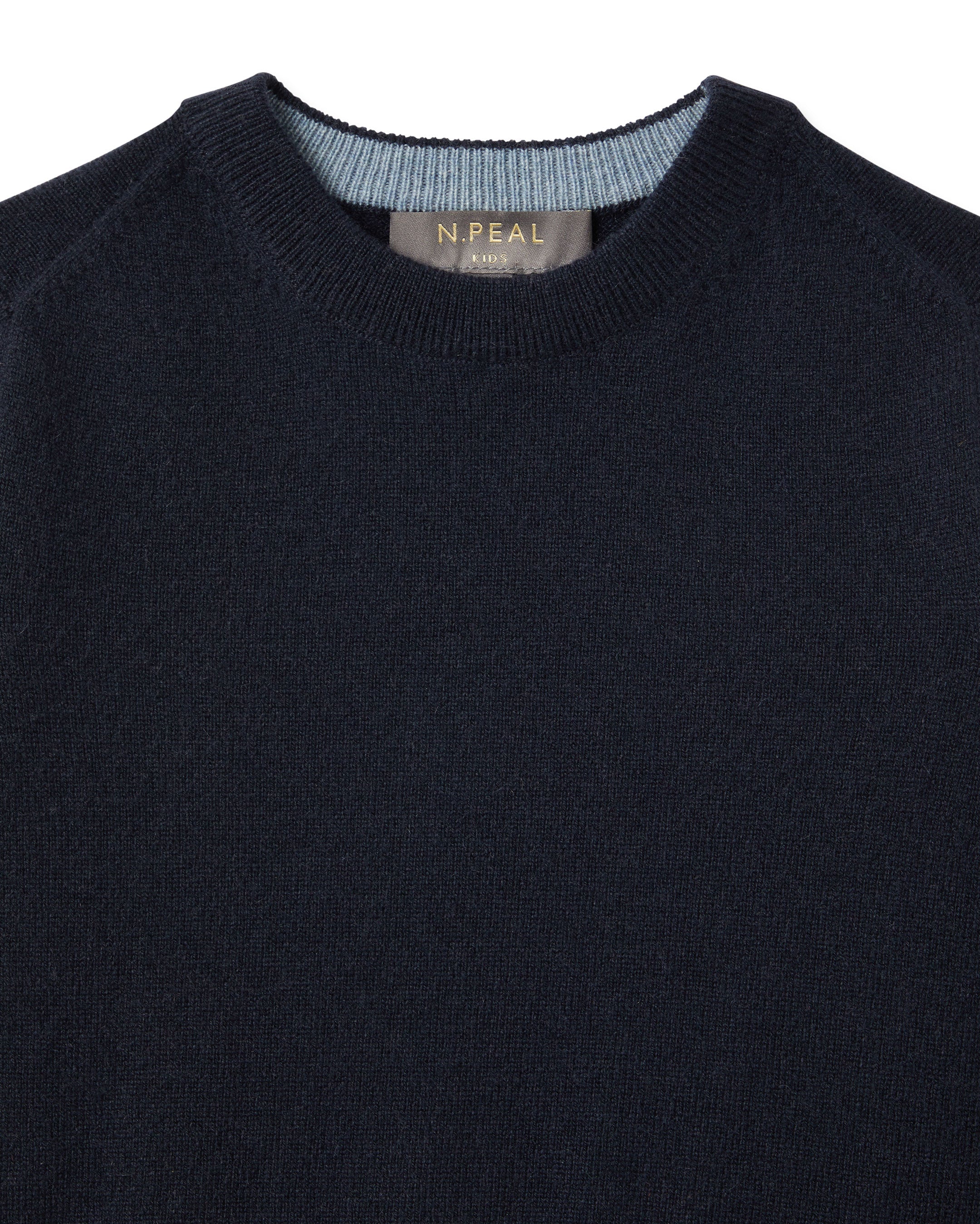 N.Peal Boys Round Neck Cashmere Jumper Navy Blue