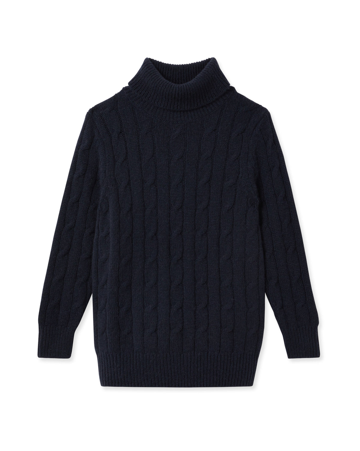 Boys Cable Roll Neck Cashmere Jumper Navy Blue