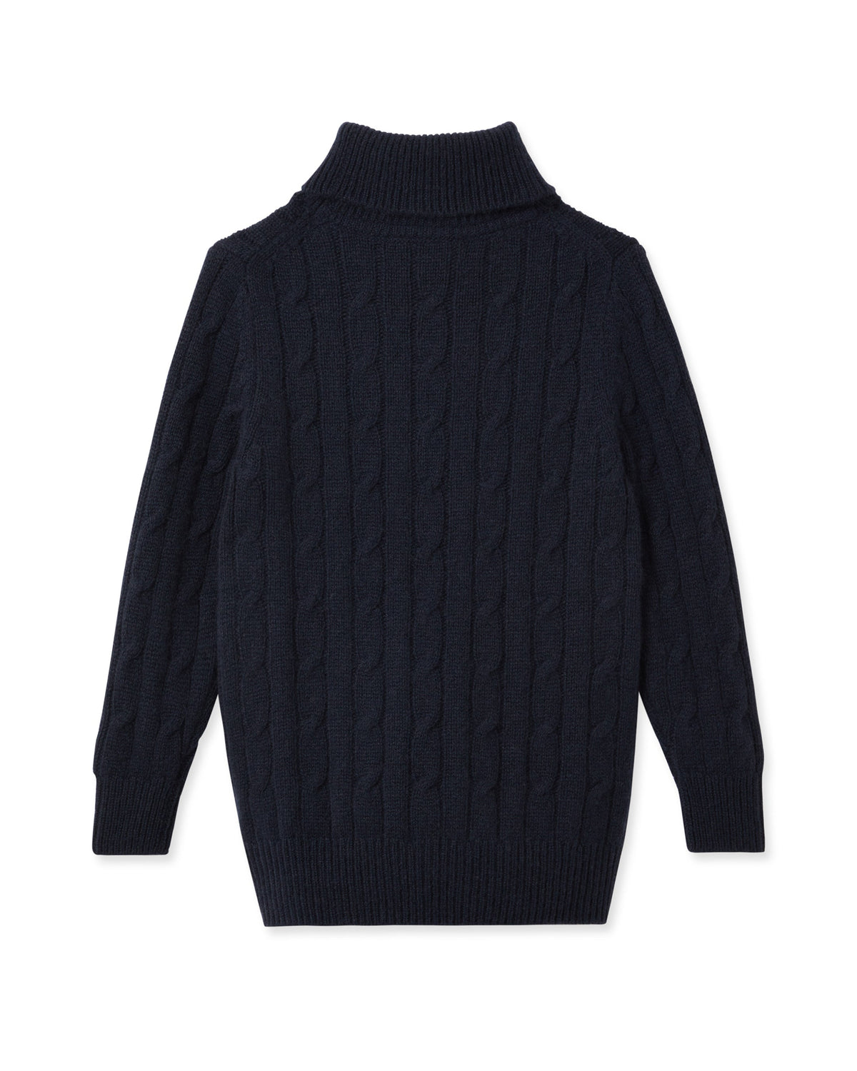 Boys Cable Roll Neck Cashmere Jumper Navy Blue