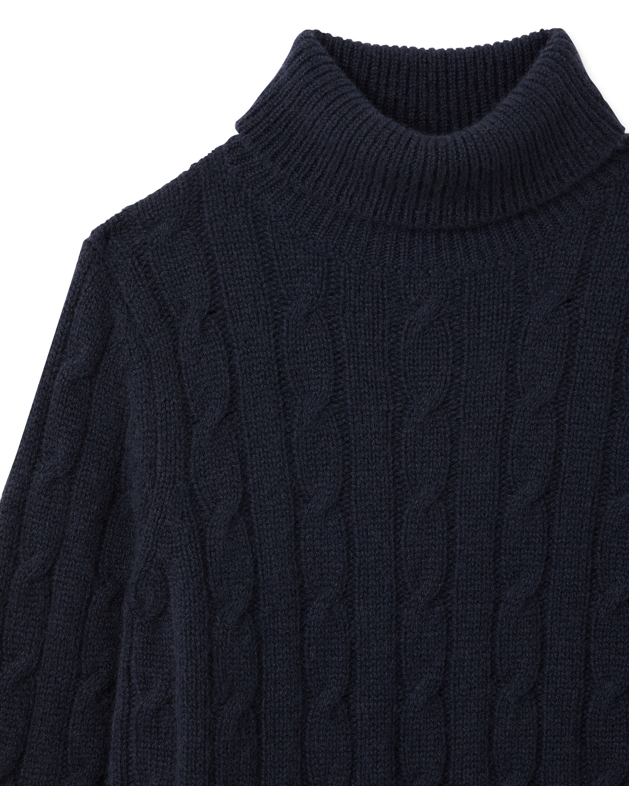 N.Peal Boys Cable Roll Neck Cashmere Jumper Navy Blue