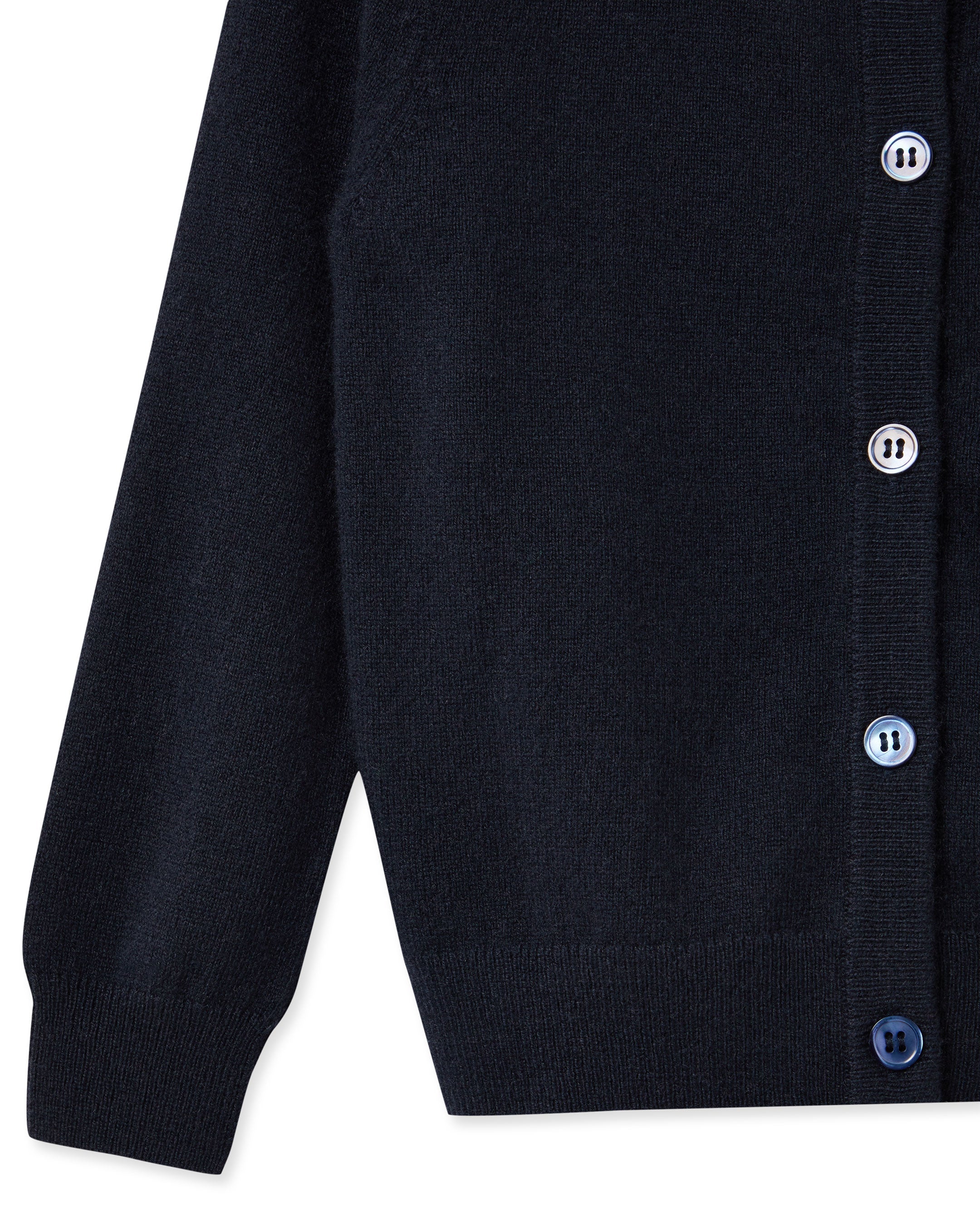 N.Peal Girls Round Neck Cashmere Cardigan Navy Blue