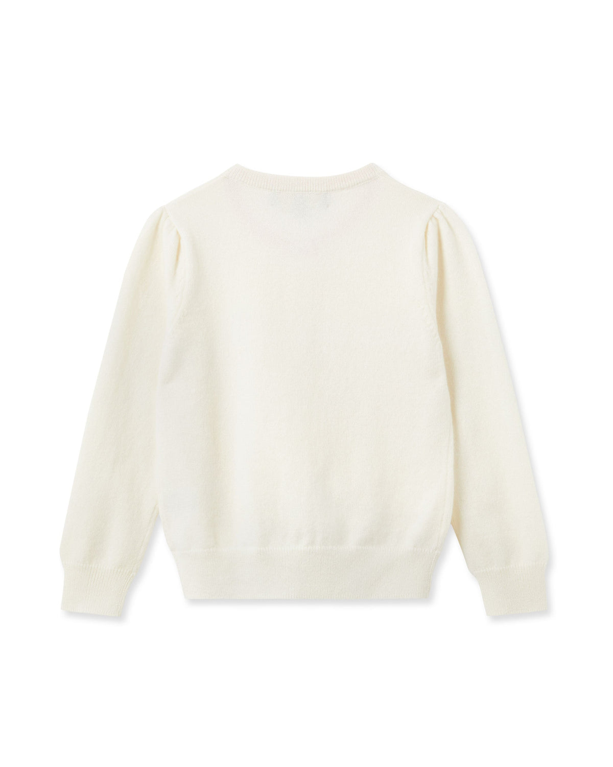 Girls Round Neck Cashmere Cardigan New Ivory White