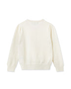 N.Peal Girls Round Neck Cashmere Cardigan New Ivory White