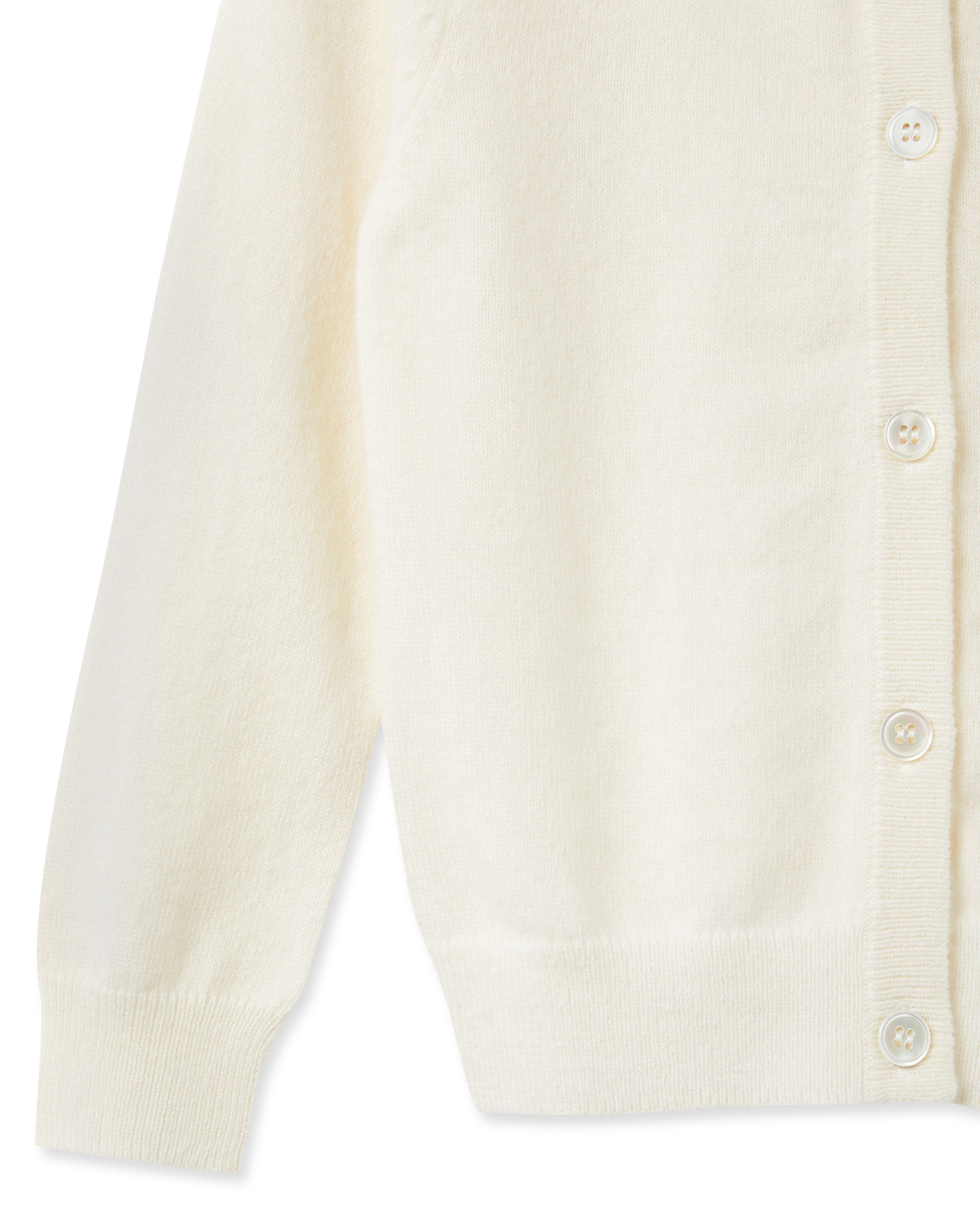 N.Peal Girls Round Neck Cashmere Cardigan New Ivory White