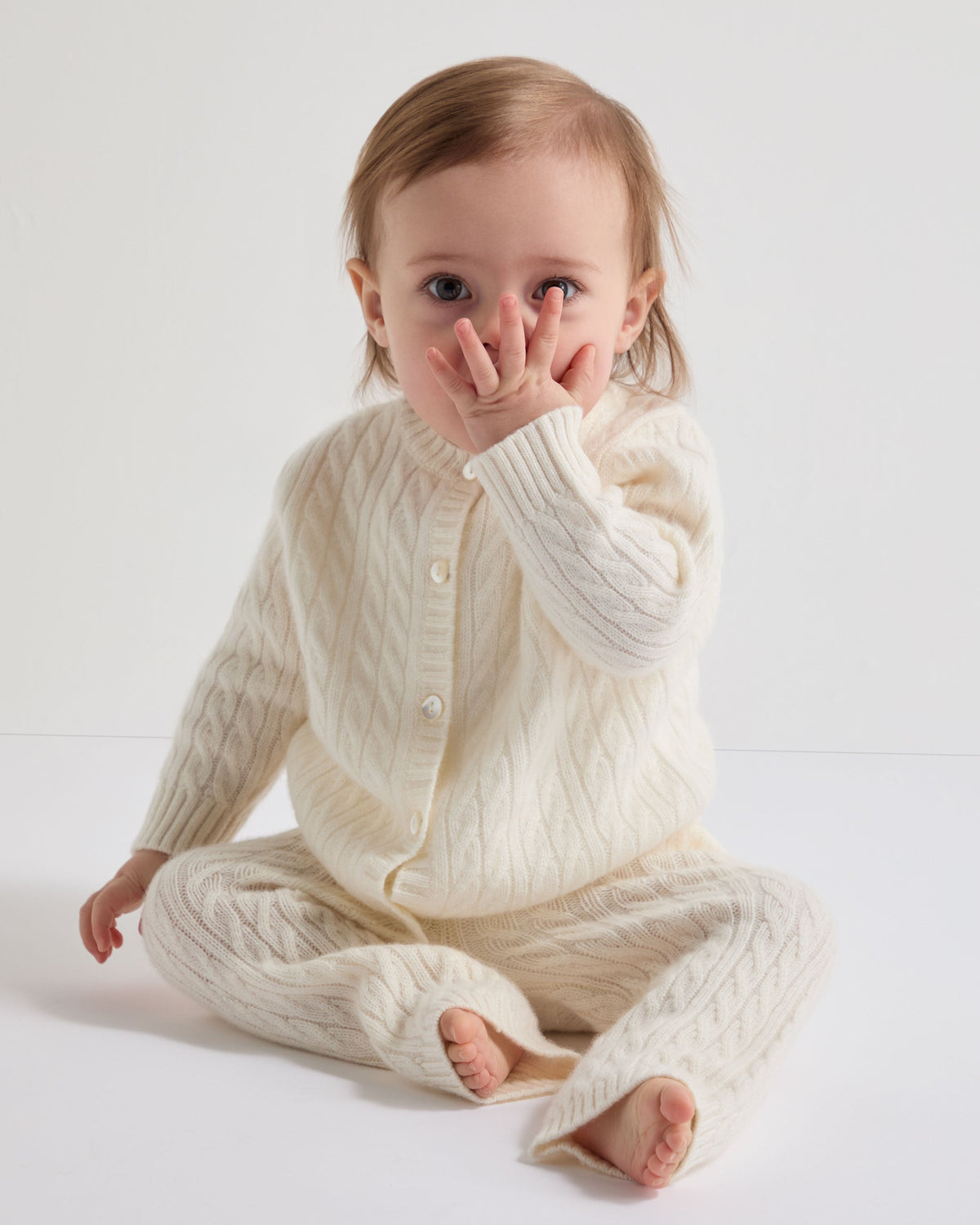 Cable Cashmere Leggings New Ivory White