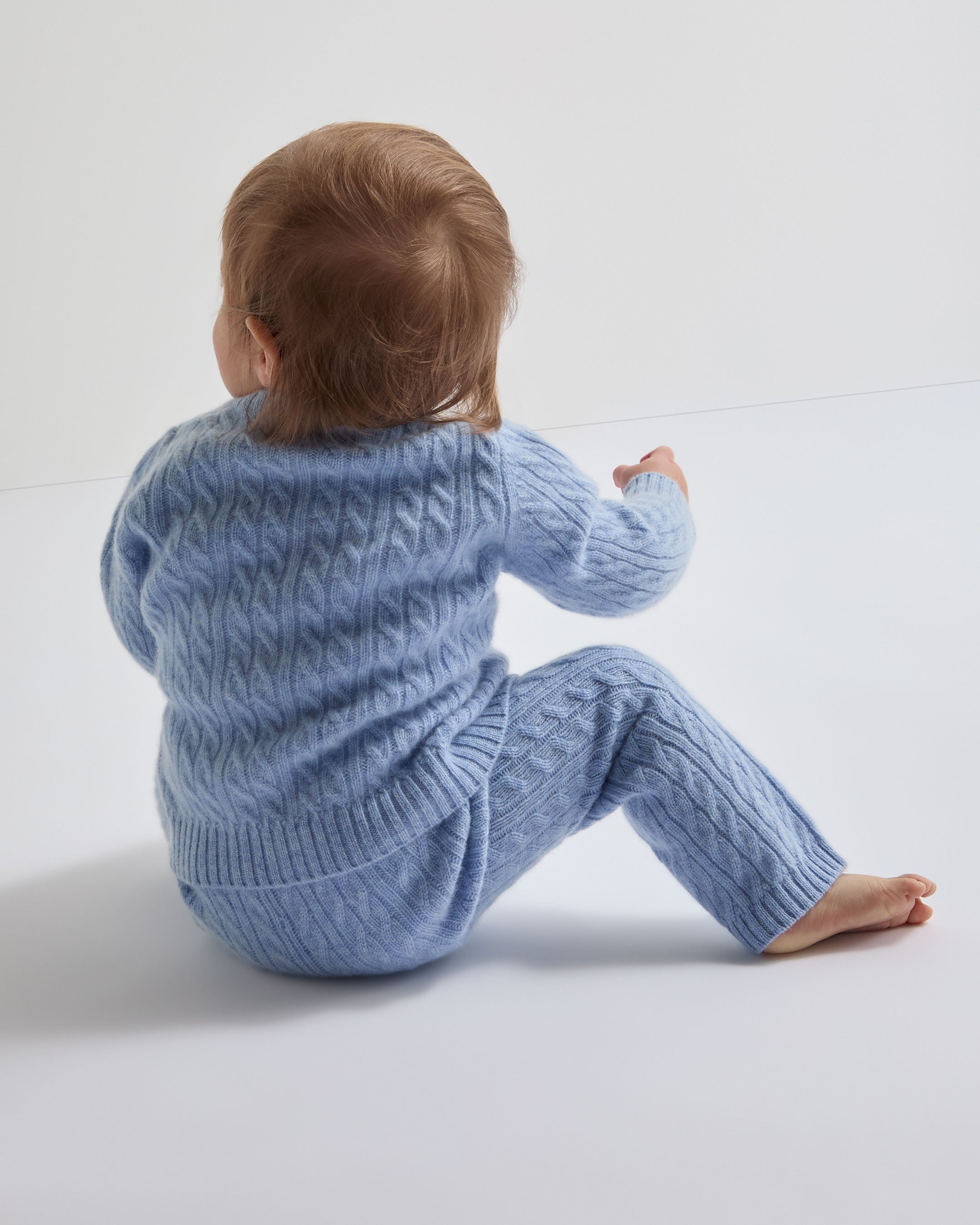 N.Peal Cable Cashmere Leggings Cornflower Blue