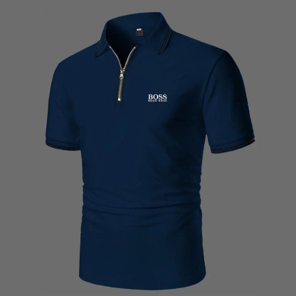PureClo™ Business Zippered Polo – elegant short-sleeve polo shirt with a modern zip collar, tailored fit, and premium breathable fabric for refined everyday style.