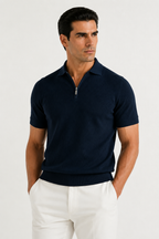 PureClo™ | Blue Ribbed Zip Polo