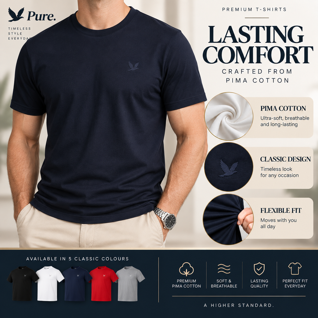 [BUY 3 GET 5]  Pure™ Kit 5 T-Shirt Pima Cotton | Premium Edition PURECLO