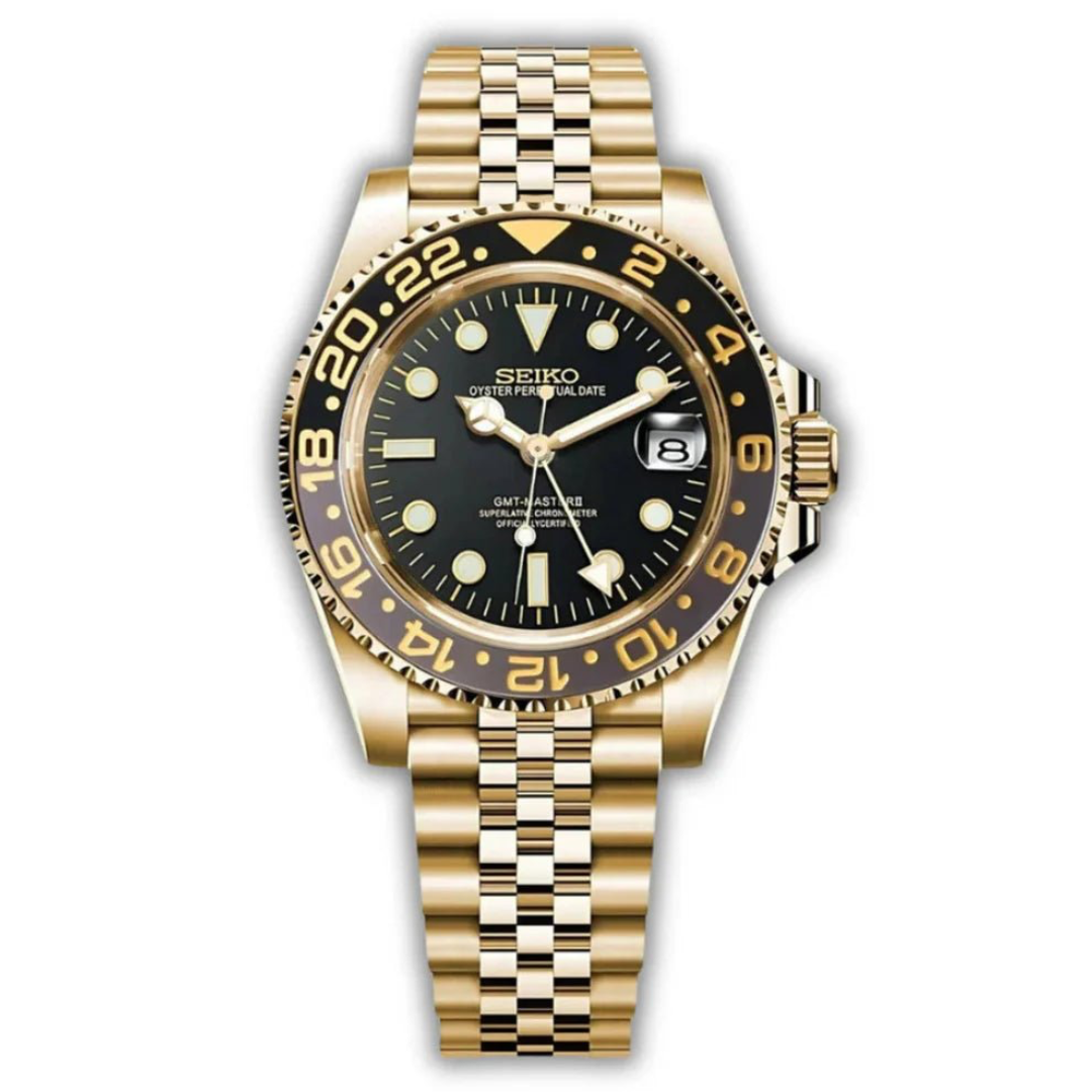 WATCH MOD GMTEIKO | GOLD AND BLACK | JUBILEE STRAP