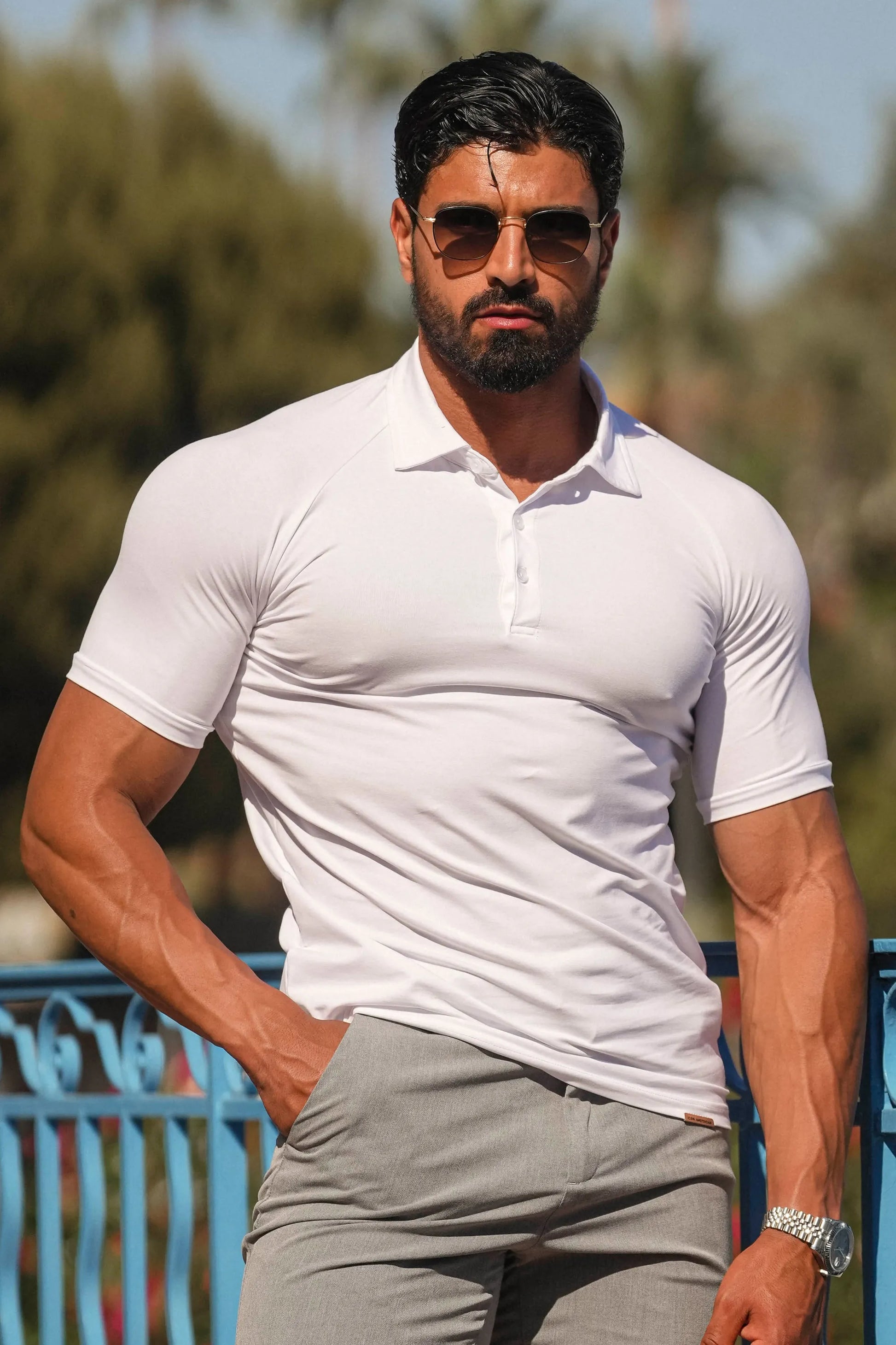 THE MUSCLE BUTTON POLO - PURECLO