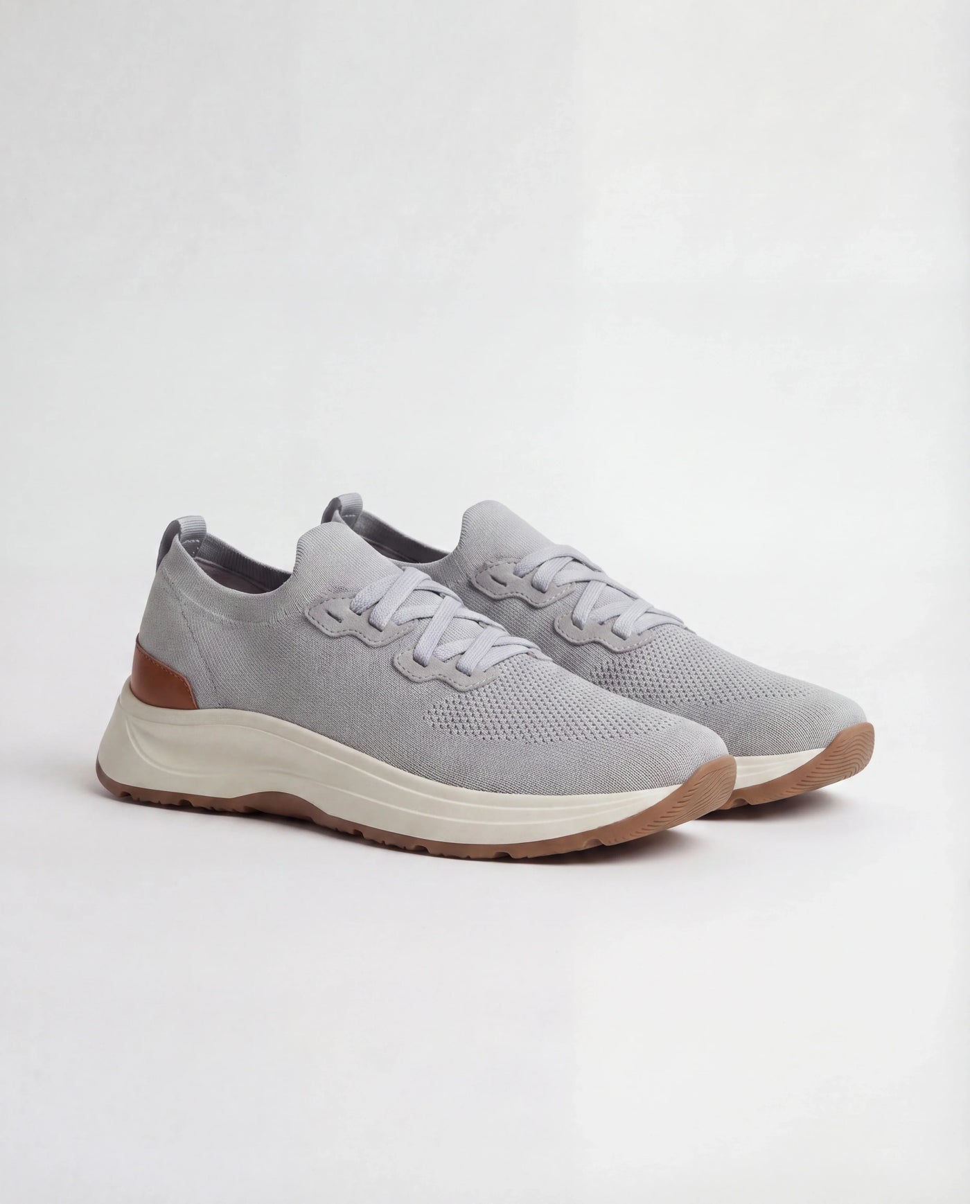 Men Pini Parma light grey knitted sneakers made in Italy by Gran Sasso