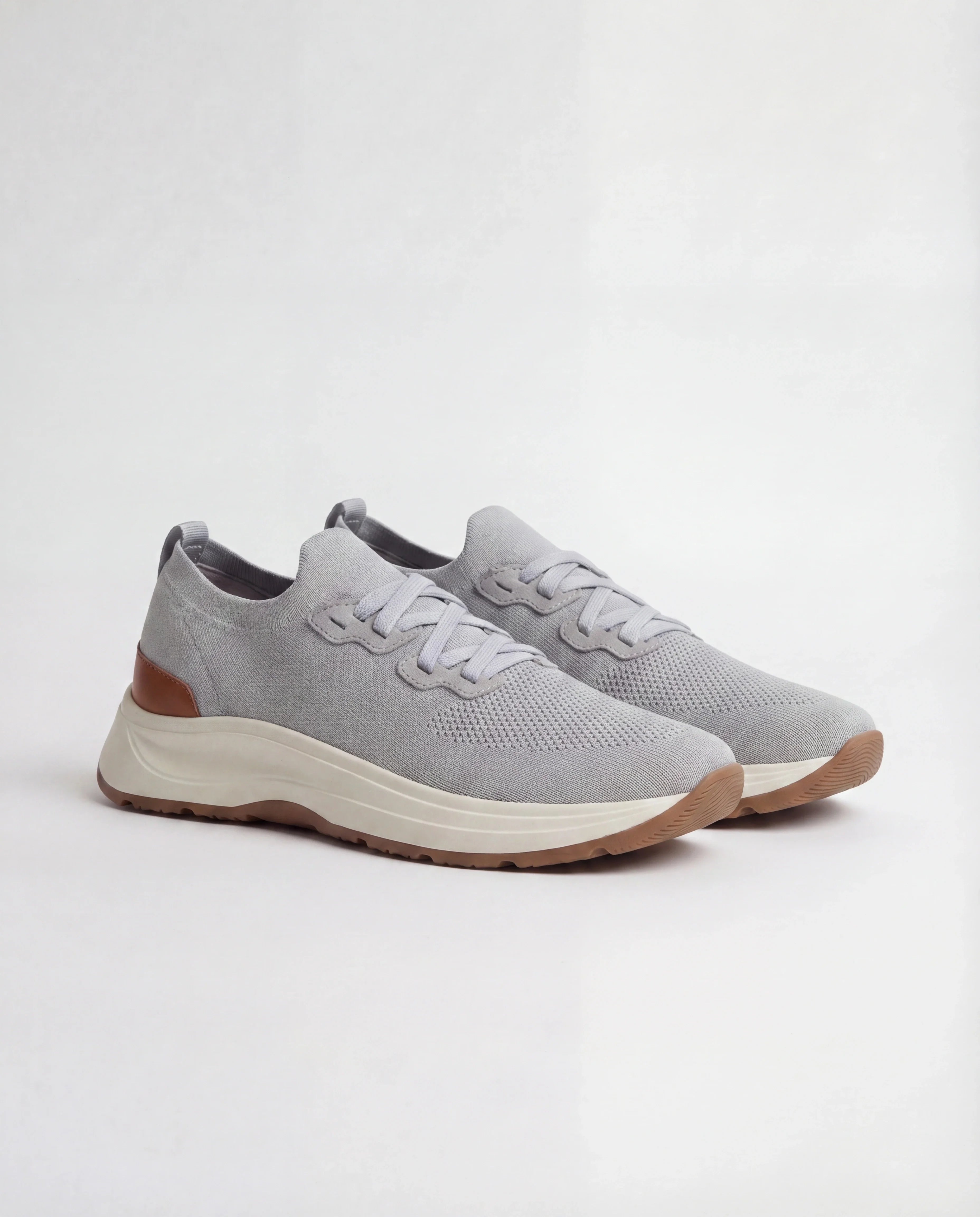 Men Pini Parma light grey knitted sneakers made in Italy by Gran Sasso