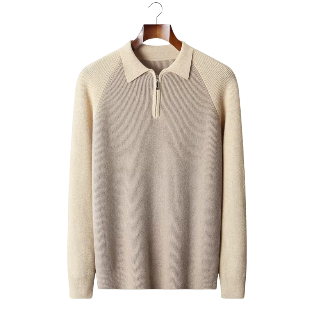 PURE TWO TONE ZIPPER SWEATER POLO