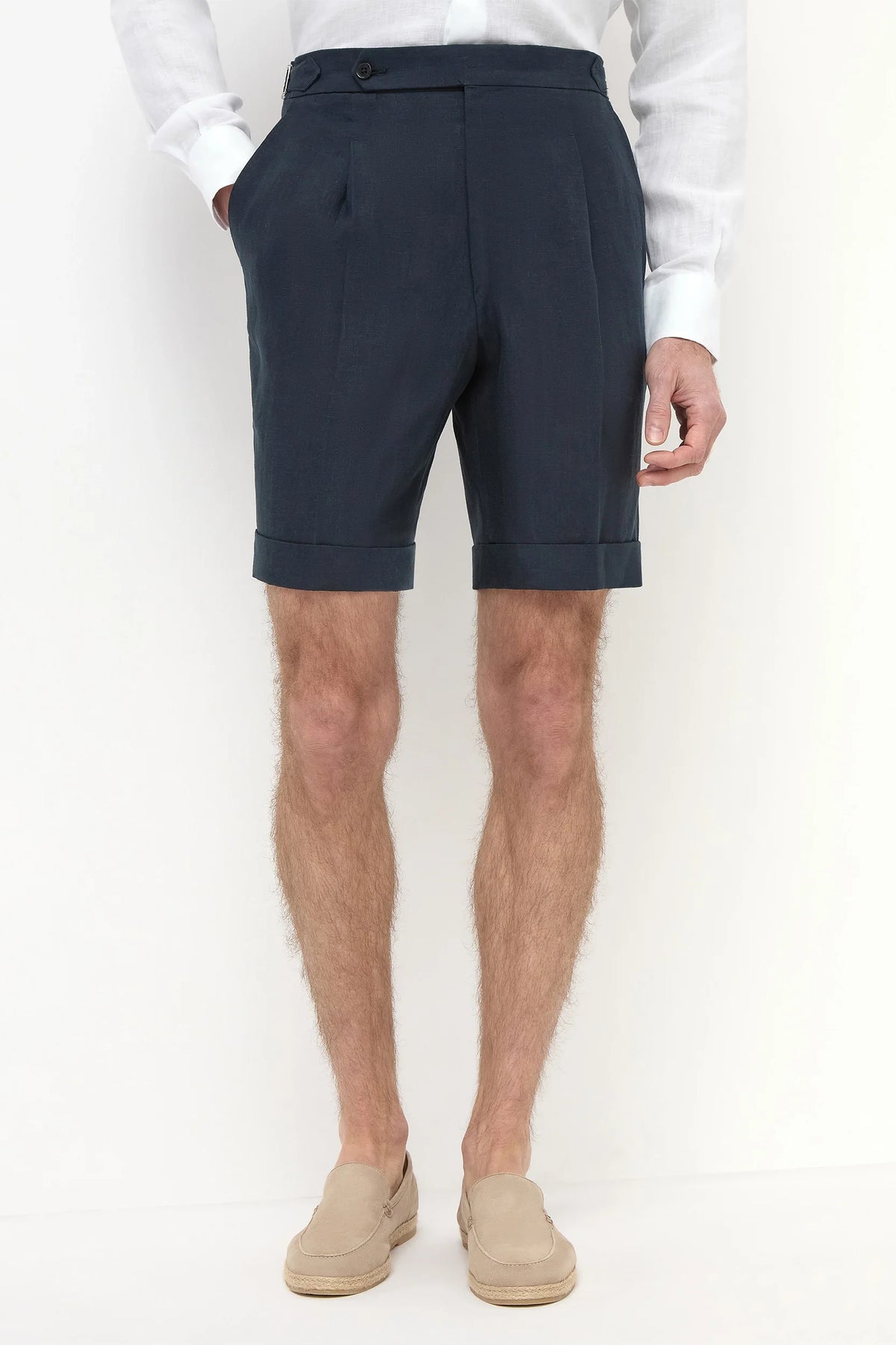 PureClo™ | Navy Linen Tailored Shorts