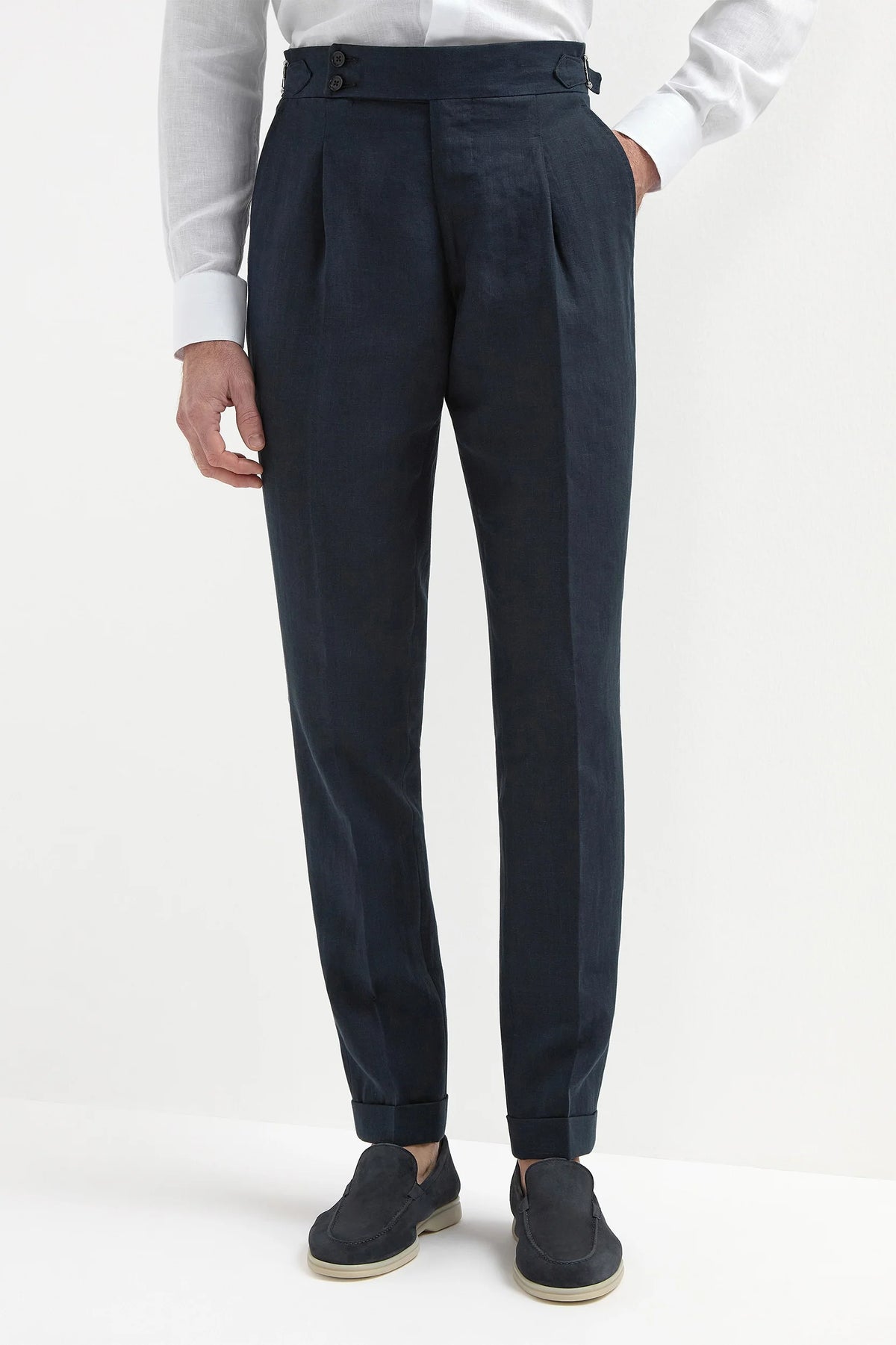 PureClo™ | Navy Soragna Linen Trousers