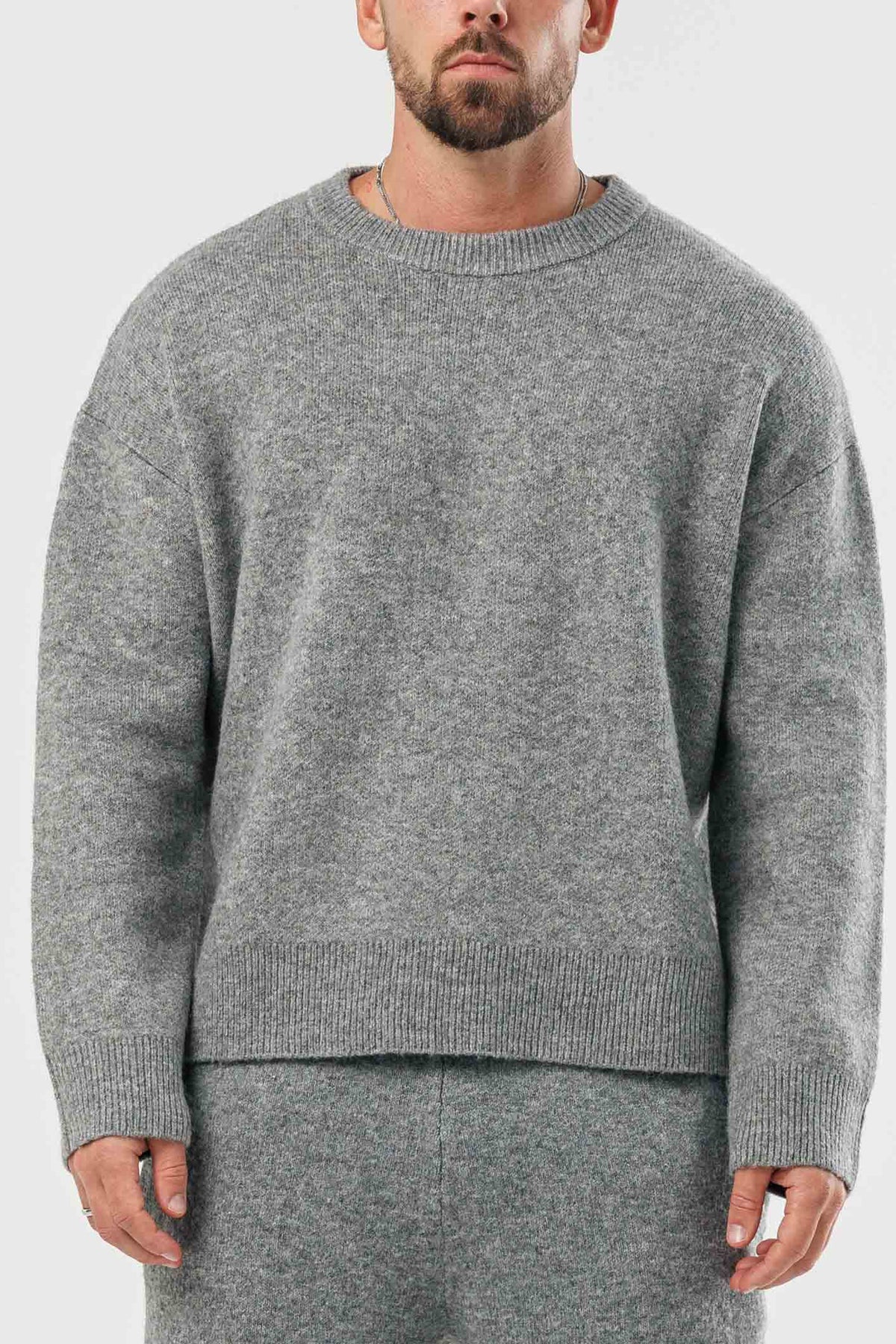 KNIT SWEATER - GREY MARL